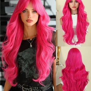 SHEIN 28” Pink Long Wavy Hair Wig